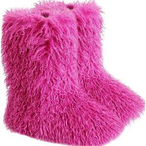 Women Rose Faux Fur 2024 Mongolian y2k Winter Snow Boots